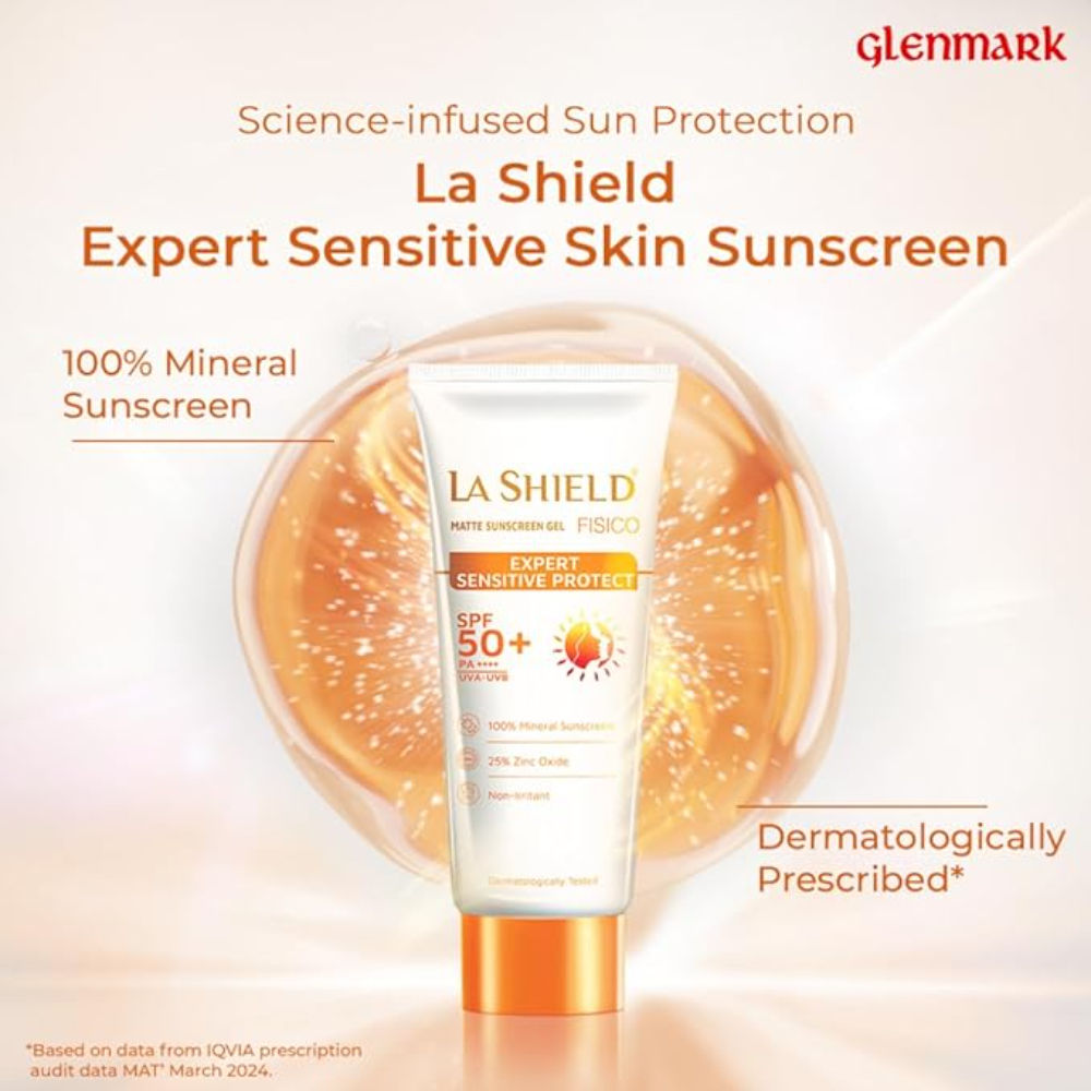 LA Shield Fisico SPF 50+ PA+++ Mineral Sunscreen Gel No Chemical For Sensitive Skin (50gm)