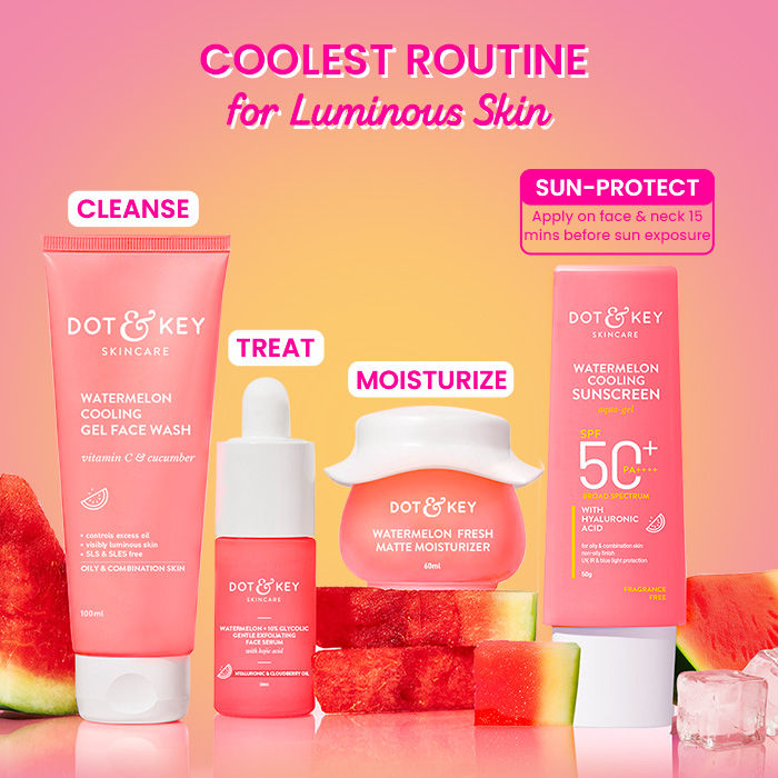 Dot & Key Watermelon Waterlight Sunscreen SPF 50 PA+++ No White Cast For Normal To Oily Skin 80g