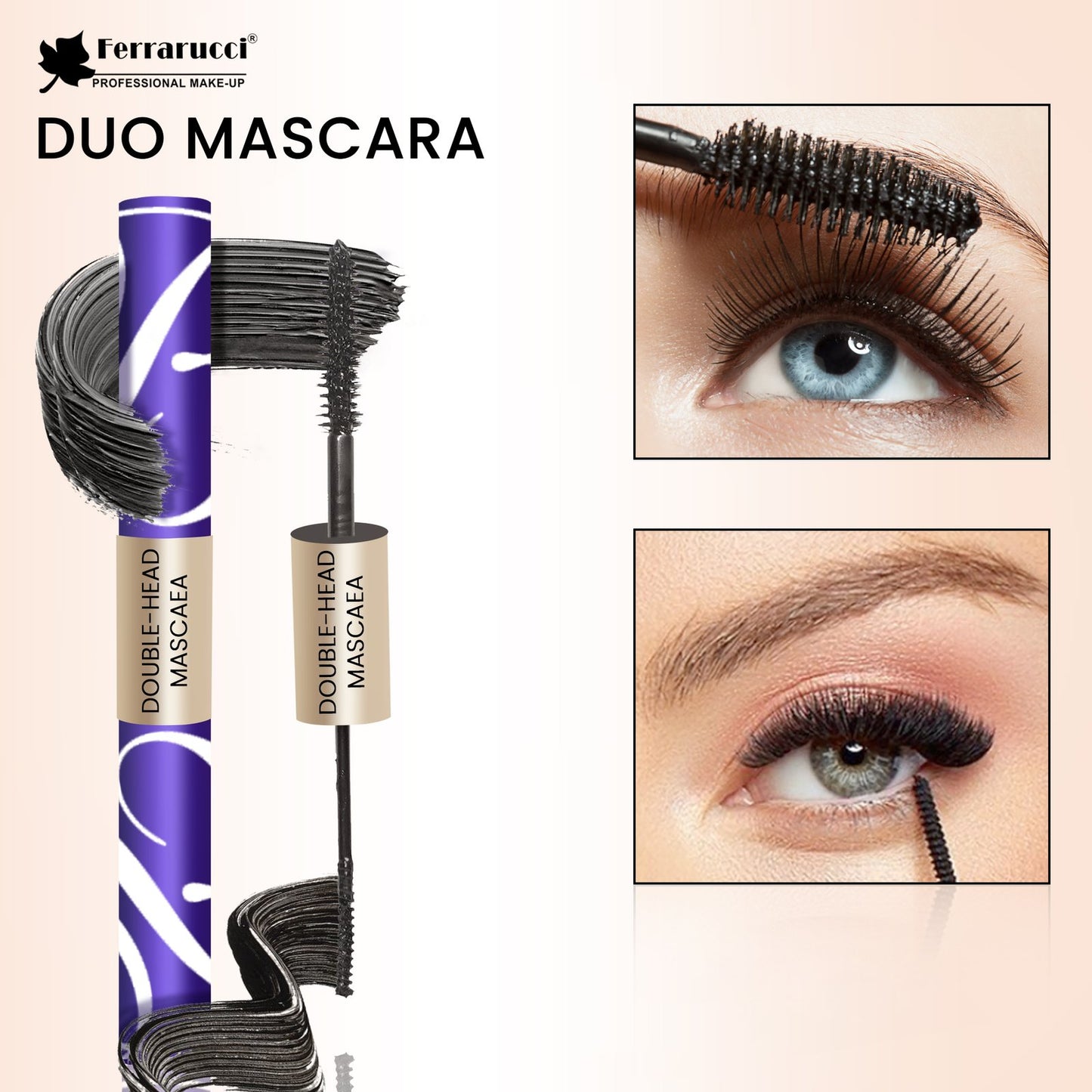 Ferrarucci Double-Head Mascara – Volumizing & Lengthening Waterproof Mascara 8g+8g