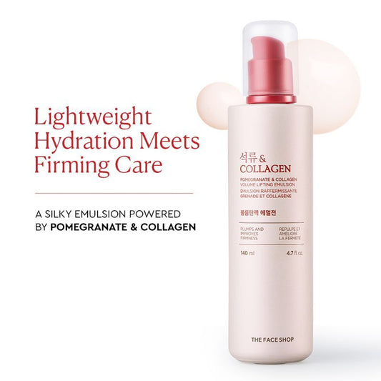 The Face Shop Pomegranate & Collagen Emulsion - Anti Aging Korean Moisturizer with Hyaluronic Acid (140ml)