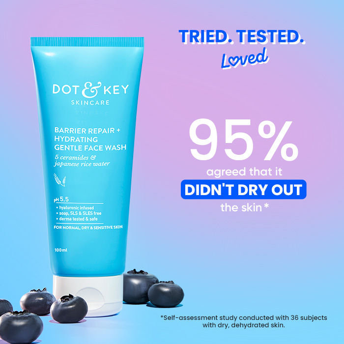 Dot & Key Barrier Repair Hydrating Face Wash – Gentle Cleanser for Dry & Sensitive Skin (100ml)