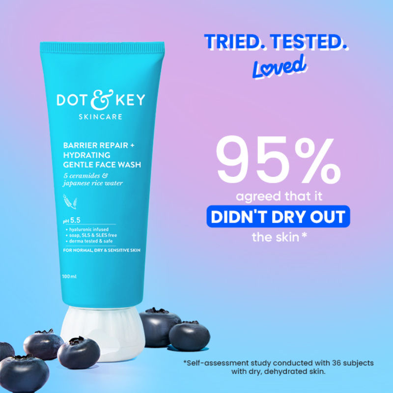 Dot & Key Barrier Repair Hydrating Face Wash – Gentle Cleanser for Dry & Sensitive Skin (175ml)