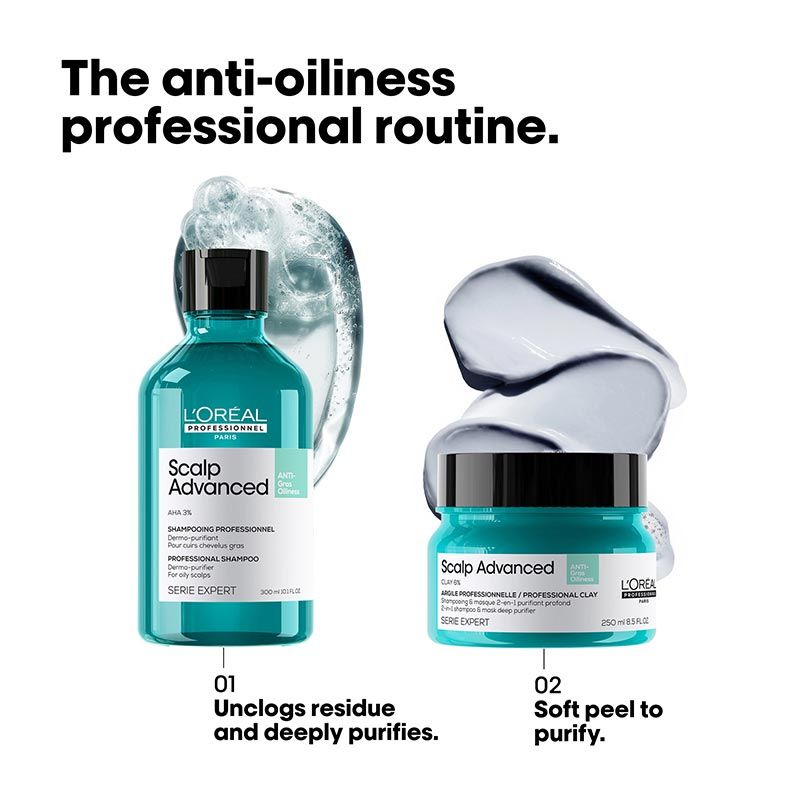 L'Oreal Professionnel Scalp Advanced Anti-Oiliness Dermo-Purifier Shampoo for Oily Scalps (300ml)