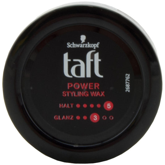 Schwarzkopf Taft Power Styling Hair Wax For Shine And Glossy Hair, Hold 5 Up to 48 Hours 75ml