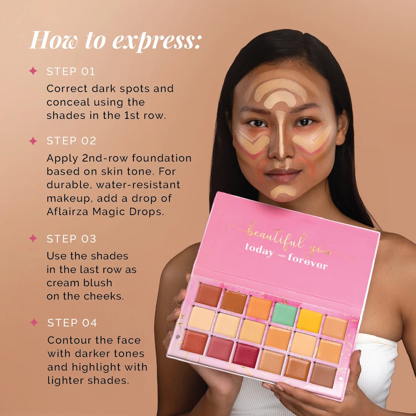 AFLAIRZA One For All Pink 18-Shade Makeup Palette 31gm