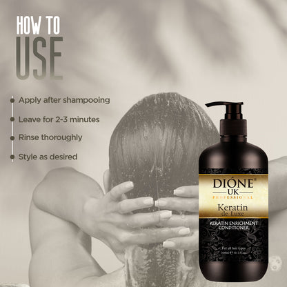 Dione UK Keratin De Luxe Conditioner – Keratin Enriched Hair Repair 300 ml