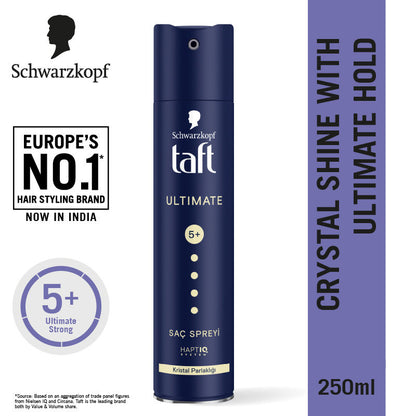 Schwarzkopf TAFT Ultimate Hair Spray For Hair With Crystal Shine Hold 5+ 250 ml