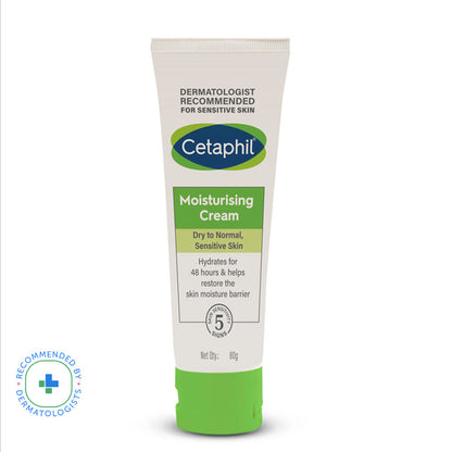 Cetaphil Moisturising Cream, Dry To Normal, Sensitive Skin, Hydrates For 48 Hours (80g)