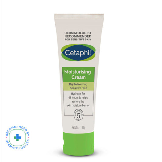 Cetaphil Moisturising Cream, Dry To Normal, Sensitive Skin, Hydrates For 48 Hours (80g)