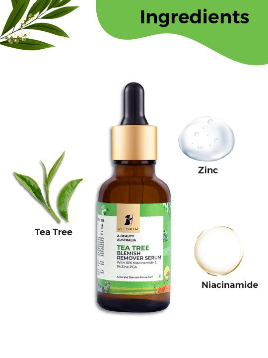 Pilgrim Tea Tree Blemish Remover Serum with 10% Niacinamide – Anti-Acne & Spot Corrector (30ml)