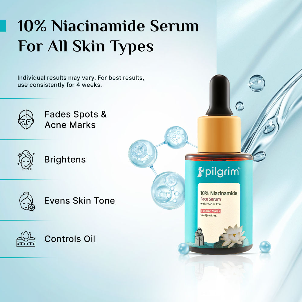 Pilgrim 10% Niacinamide Face Serum with Korean White Lotus – Pore Minimizing & Oil Control (30ml)