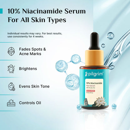 Pilgrim 10% Niacinamide Face Serum with Korean White Lotus – Pore Minimizing & Oil Control (30ml)