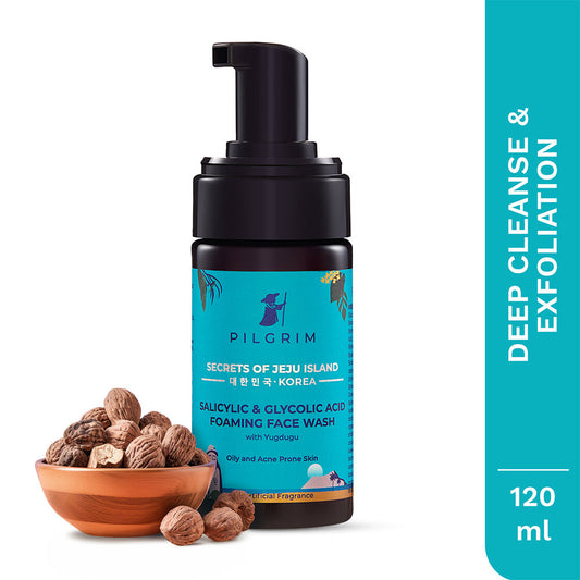 Pilgrim Salicylic & Glycolic Acid Foaming Face Wash – Deep Pore Cleanser (120ml)