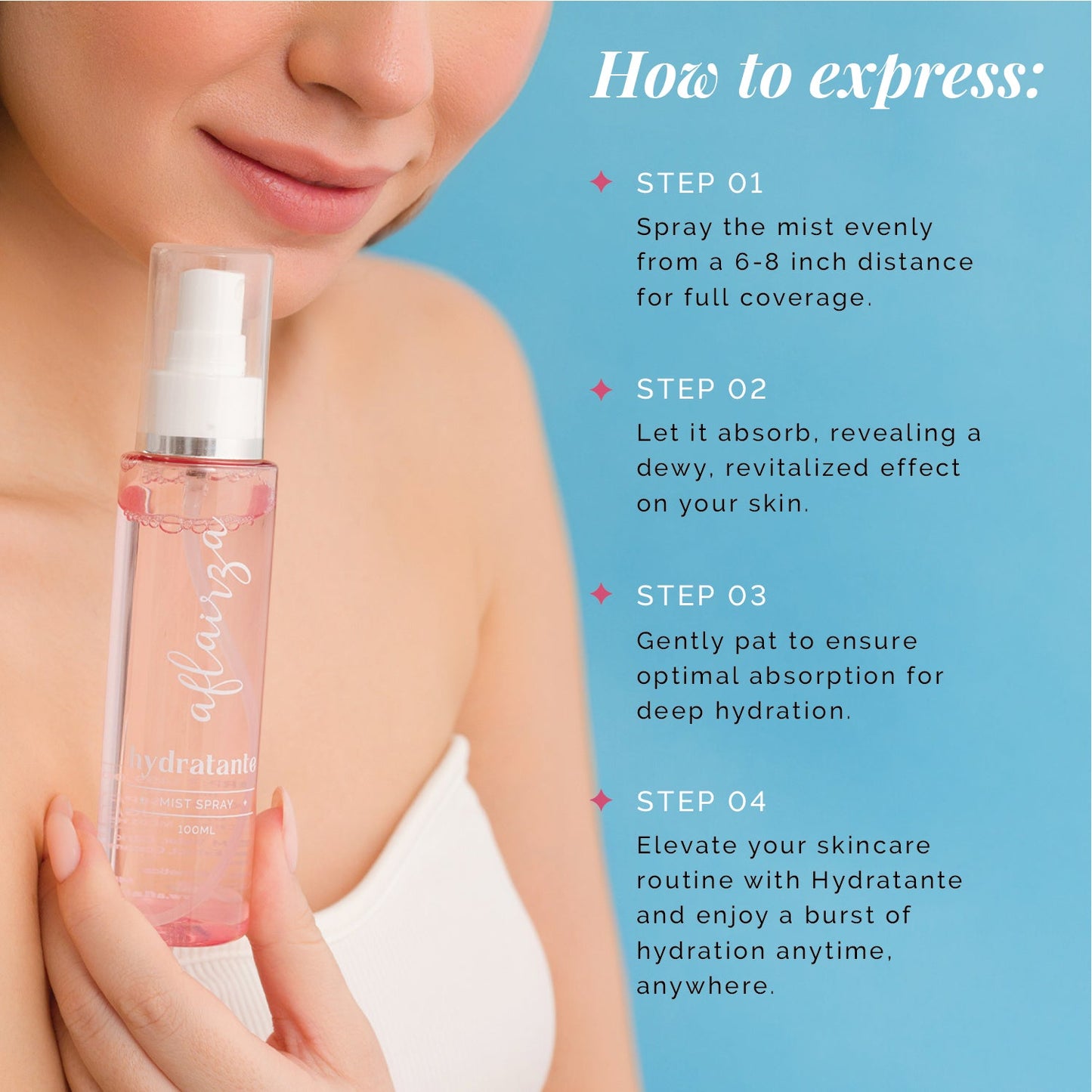 Aflairza Hydratante Hydrating Mist Spray – Instant Hydration & Refreshment for Glowing Skin (100ml)