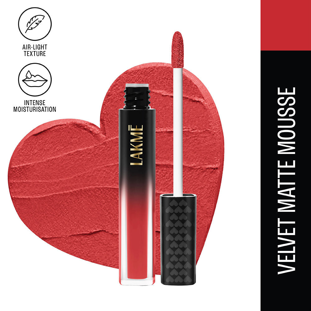 Lakme Xtraordin-Airy Velvet Matte Lip Mousse - Rebound Red 4.6g