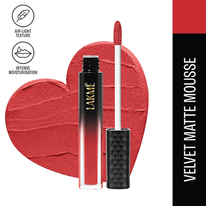 Lakme Xtraordin-Airy Velvet Matte Lip Mousse - Rebound Red 4.6g