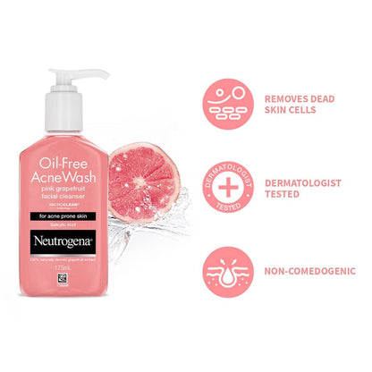 Neutrogena Oil-Free Acne Wash Pink Grapefruit Facial Cleanser – 175ml