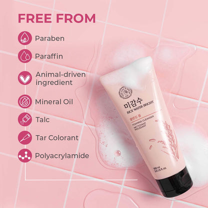 The Face Shop Rice Water Bright Foaming Cleanser - Best Korean Face Wash for Even Tone Skin (150ml)