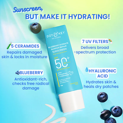 Dot & Key Blueberry Hydrating Barrier Repair Face Sunscreen SPF 50+ PA++++ (50 g)