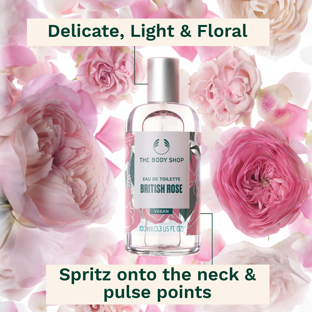 The Body Shop British Rose Eau De Toilette | Vegan, Long Lasting With 91% Natural – 100ml