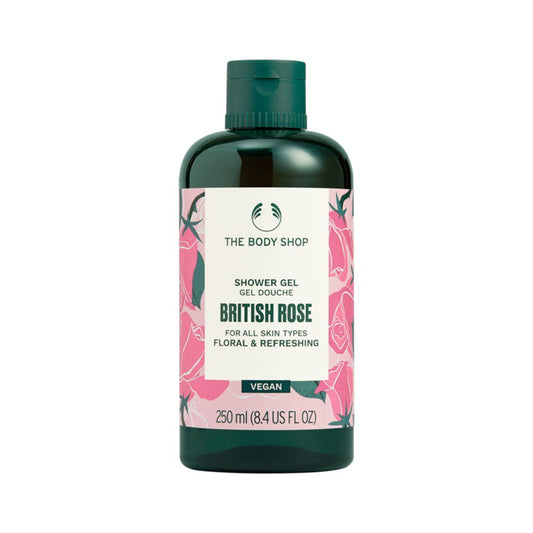 The Body Shop British Rose Shower Gel, Softens & Cleanses, Floral Scent of Rose & Aloe (250ml)