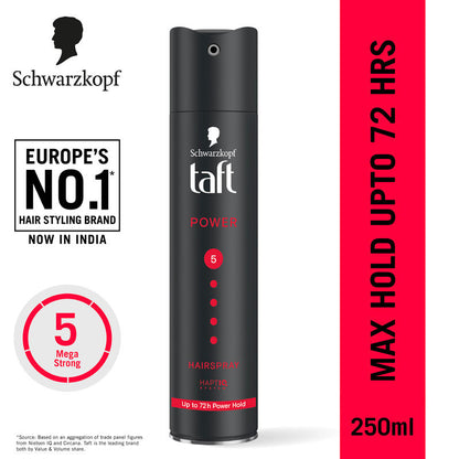 Schwarzkopf TAFT Power Hair Spray Hold 5, Upto 72 Hrs 250 ml
