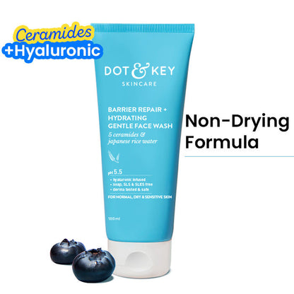 Dot & Key Barrier Repair Hydrating Face Wash – Gentle Cleanser for Dry & Sensitive Skin (100ml)