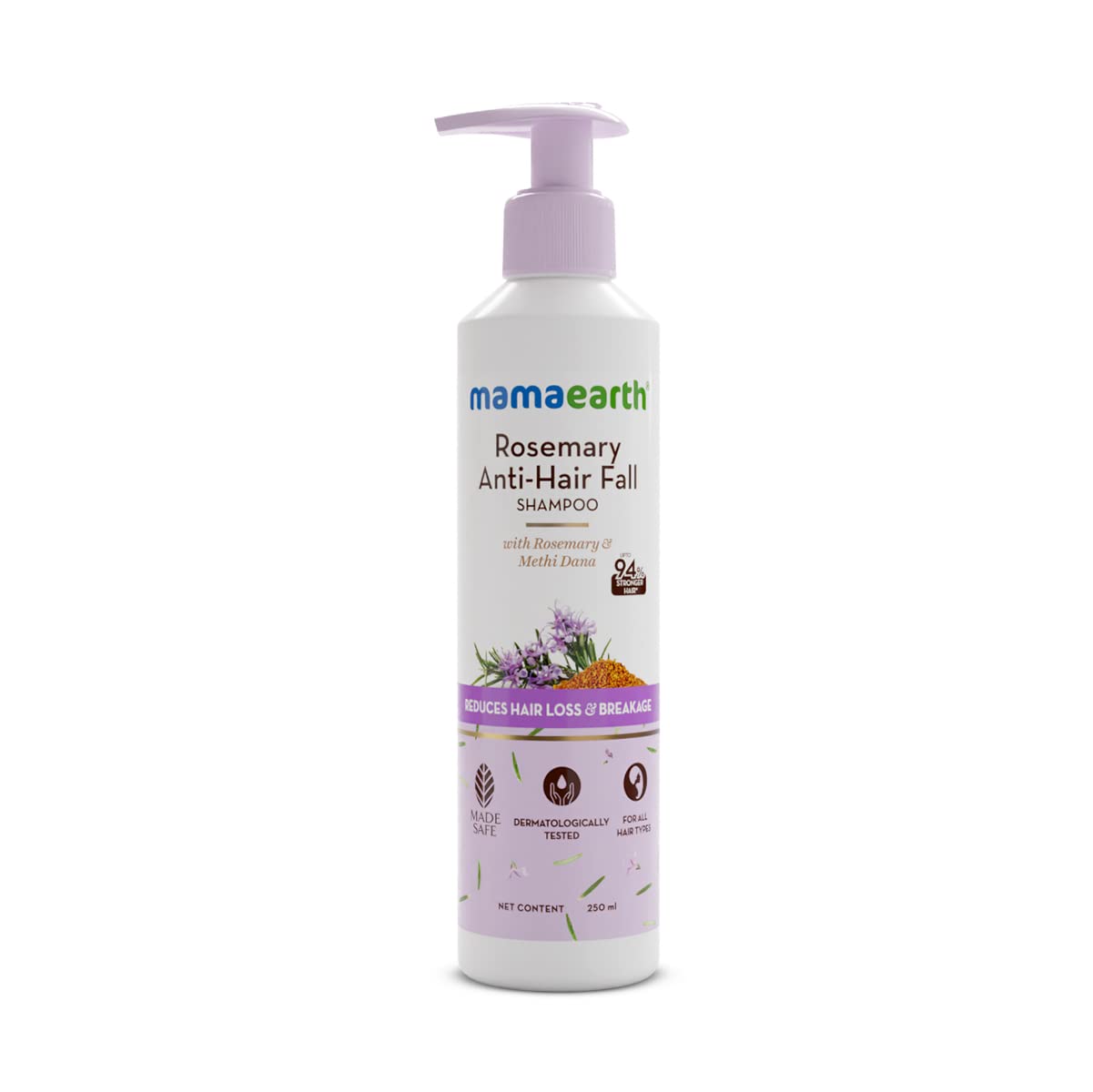 Mamaearth Rosemary Anti-Hair Fall Shampoo with Rosemary & Methi Dana for Reducing Hair Loss & Breakage - 250 ml