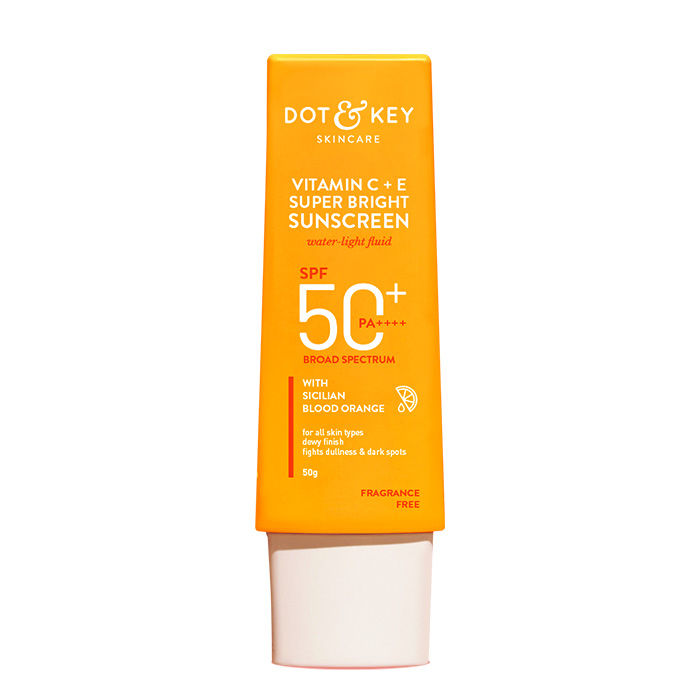Dot & Key Vitamin C + E Super Bright Sunscreen SPF 50 PA+++ For Glowing Skin, 100% No White Cast (80g)