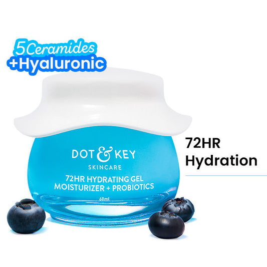 Dot & Key 72HR Hydrating Gel Face Moisturizer With Hyaluronic & Probiotics For Normal To Oily Skin (60ml)