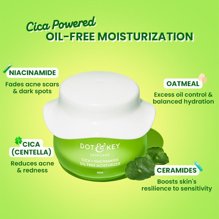 Dot & Key Cica Niacinamide & Ceramides Oil-Free Face Moisturizer For Acne Prone & Oily Skin