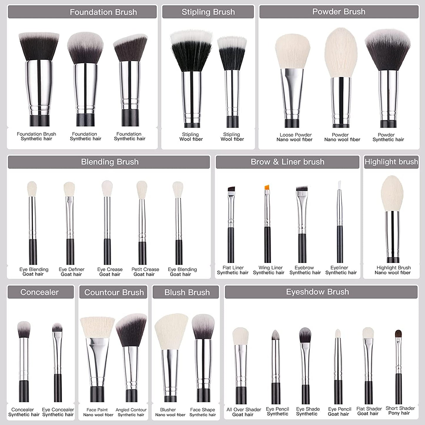 BEILI Professional Makeup Brushes Set 30 Pcs