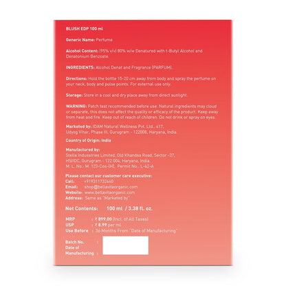 Bellavita Organic Blush Eau de Perfume For Women (100ml)