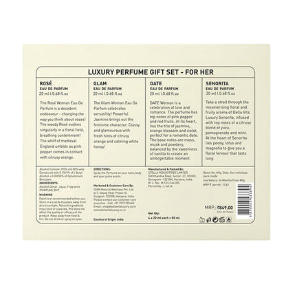 Bellavita Luxury Perfumes Gift Set for Women 4 x 20ml