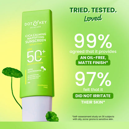 Dot & Key Cica Calming Mattifying Sunscreen Niacinamide SPF 50+ PA++++ For Oily Acne Prone & Sensitive Skin Light Gel Cream  (50g)