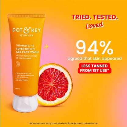 Dot & Key Vitamin C + E Super Bright Gel Face Wash – For Radiant, Glowing Skin (100ml)