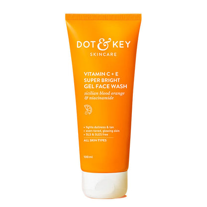 Dot & Key Vitamin C + E Super Bright Gel Face Wash – For Radiant, Glowing Skin (100ml)