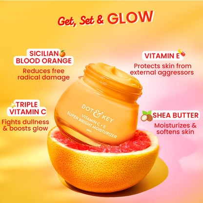 Dot & Key Vitamin C + E Super Bright Face Moisturizer For Glowing Skin, Fades Dark Spots (25ml)