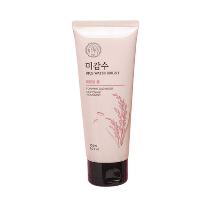 The Face Shop Rice Water Bright Foaming Cleanser - Best Korean Face Wash for Even Tone Skin (100ml)