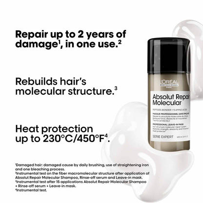 Loreal Professionnel Absolut Repair Molecular Deep Repairing Leave-In Mask Cream For Very Damaged Hair (100ml)