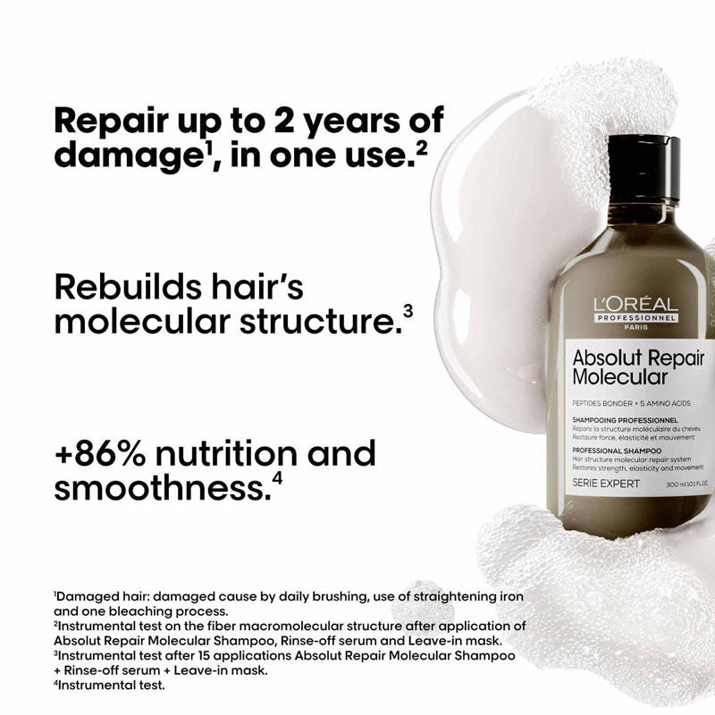 L'Oreal Professionnel Absolut Repair Molecular Sulfate-Free Deep Repair Shampoo For Very Damaged Hair (300ml)
