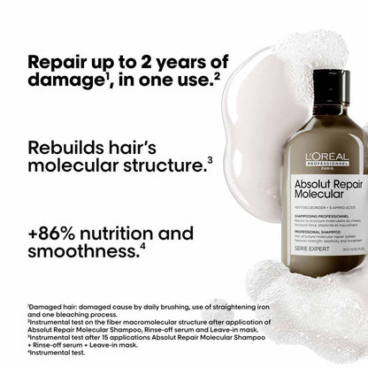 L'Oreal Professionnel Absolut Repair Molecular Sulfate-Free Deep Repair Shampoo For Very Damaged Hair (300ml)