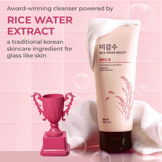 The Face Shop Rice Water Bright Foaming Cleanser - Best Korean Face Wash for Even Tone Skin (150ml)
