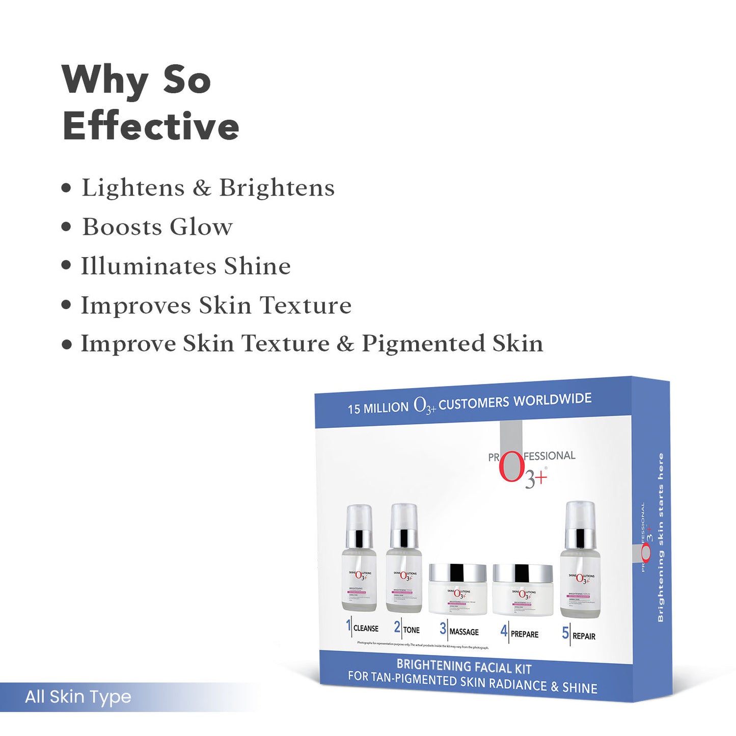 O3+ Whitening Facial Kit for Brightening & Lightening Skin (150g+100ml)