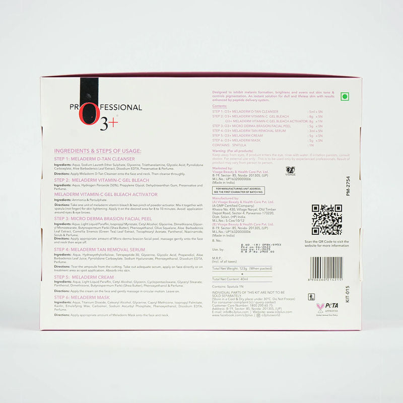 O3+ Professional Power Brightening Facial Kit for Dirt, Dust and Dead Skin (123gm)