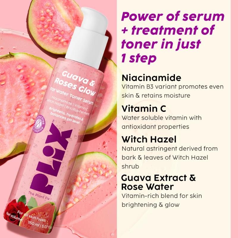 Plix Guava & Roses Glow Fat Water Toner Serum (150ml)