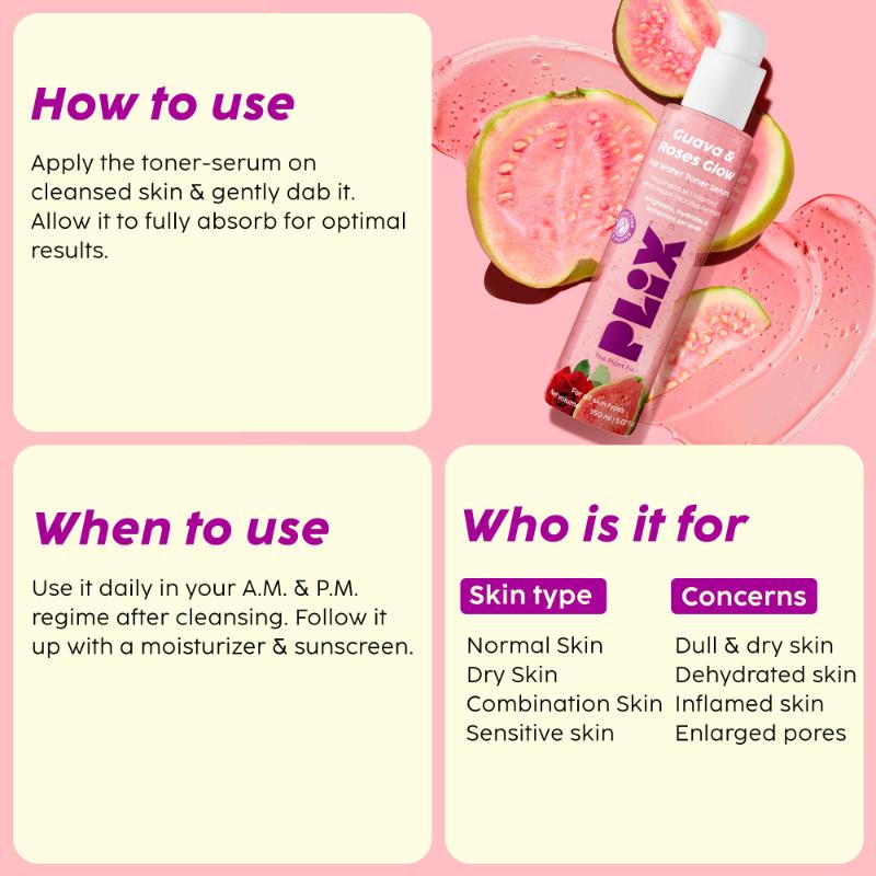 Plix Guava & Roses Glow Fat Water Toner Serum (150ml)