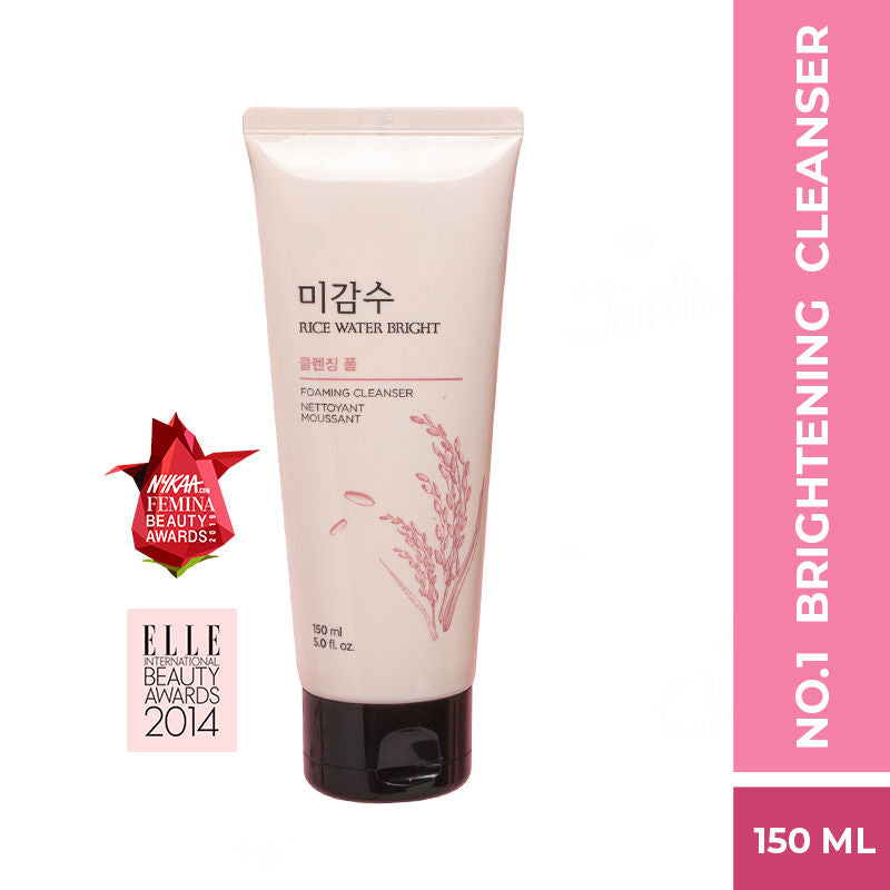 The Face Shop Rice Water Bright Foaming Cleanser - Best Korean Face Wash for Even Tone Skin (150ml)