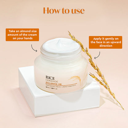 The Face Shop Rice & Ceramide Moisturizer - Korean Day Cream for Barrier Repair & Glass Skin Glow (50ml)