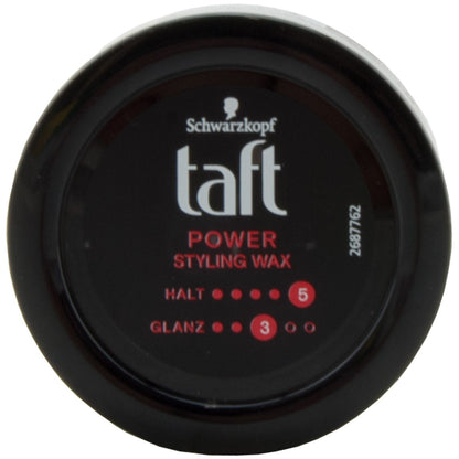 Schwarzkopf Taft Power Styling Hair Wax For Shine And Glossy Hair, Hold 5 Up to 48 Hours 75ml